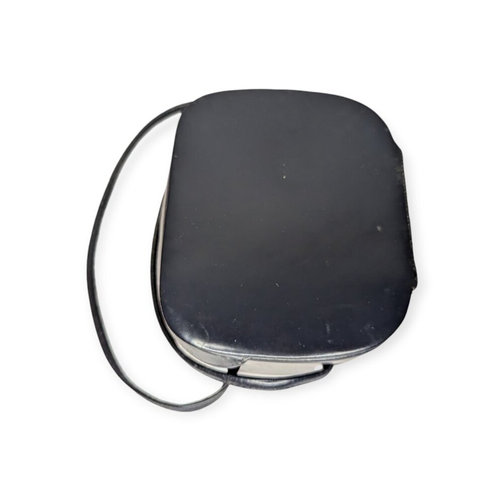 Vintage Black Leather Handbag with Double Handles Snap Closure - Picture 6 of 15